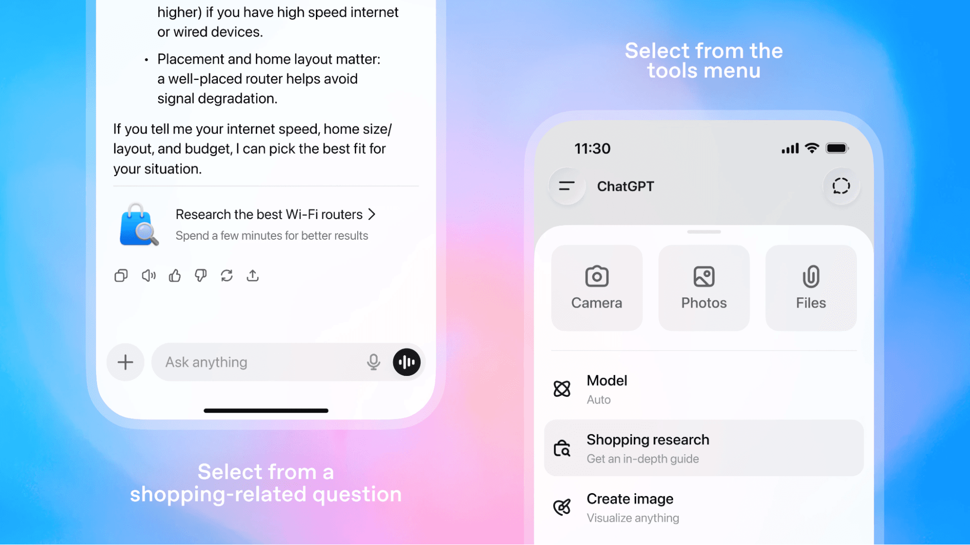 ChatGPT product carousel showing AI shopping results for a consumer query